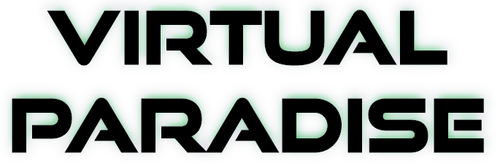 Text 'VIRTUAL PARADISE' on a white background